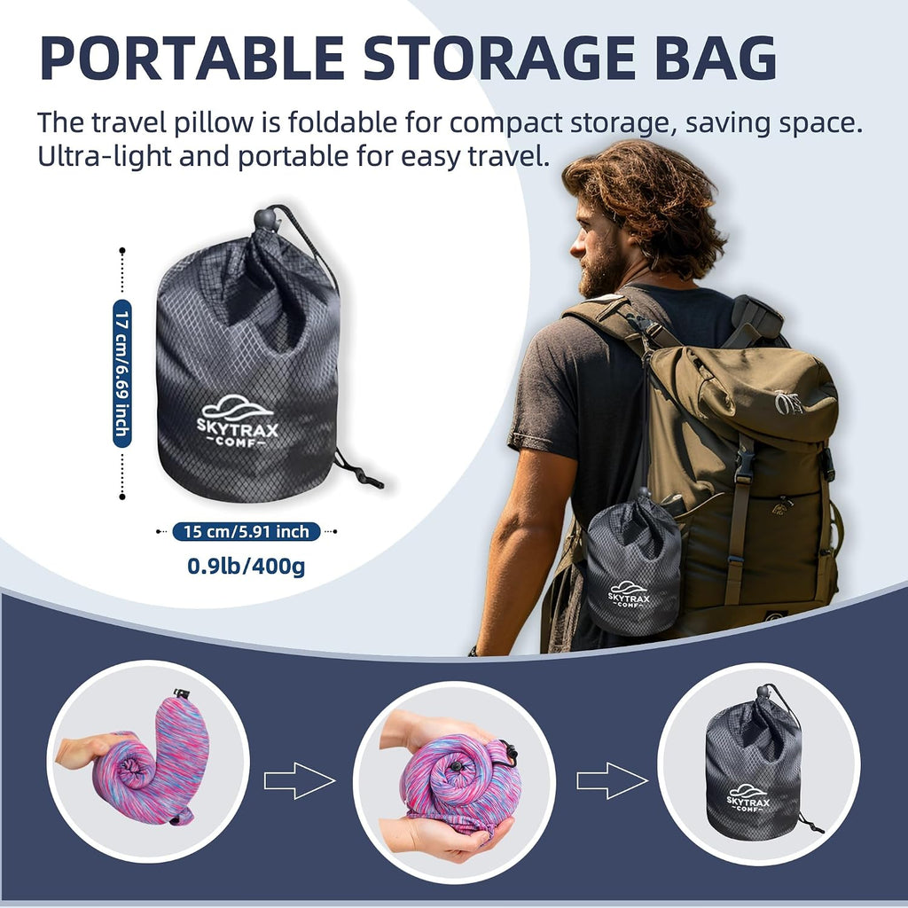 Travel Pillow with Extra Large Hood for Airplane Long Flights Privacy and Comfort Memory Foam with Skin-Friendly Cover for Road Trip…