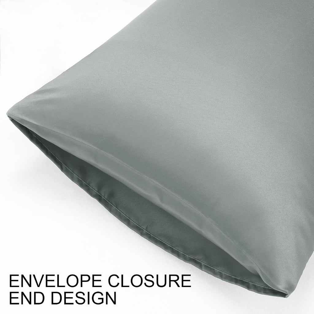 uxcell 2 Pack Silk Satin Pillowcase for Hair and Skin, Cool, Silky, Soft Breathable Pillow Cases Queen Size 20x30 Inch Sateen Pillowcase Gr…