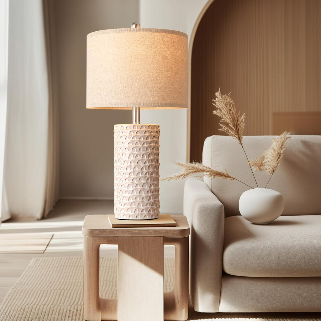 PARTPHONER 23" Modern Ceramic Table Lamp Set of 2, Table Lamps for Living Room, Rustic Farmhouse Bedside Lamps Nightstand lamp for…