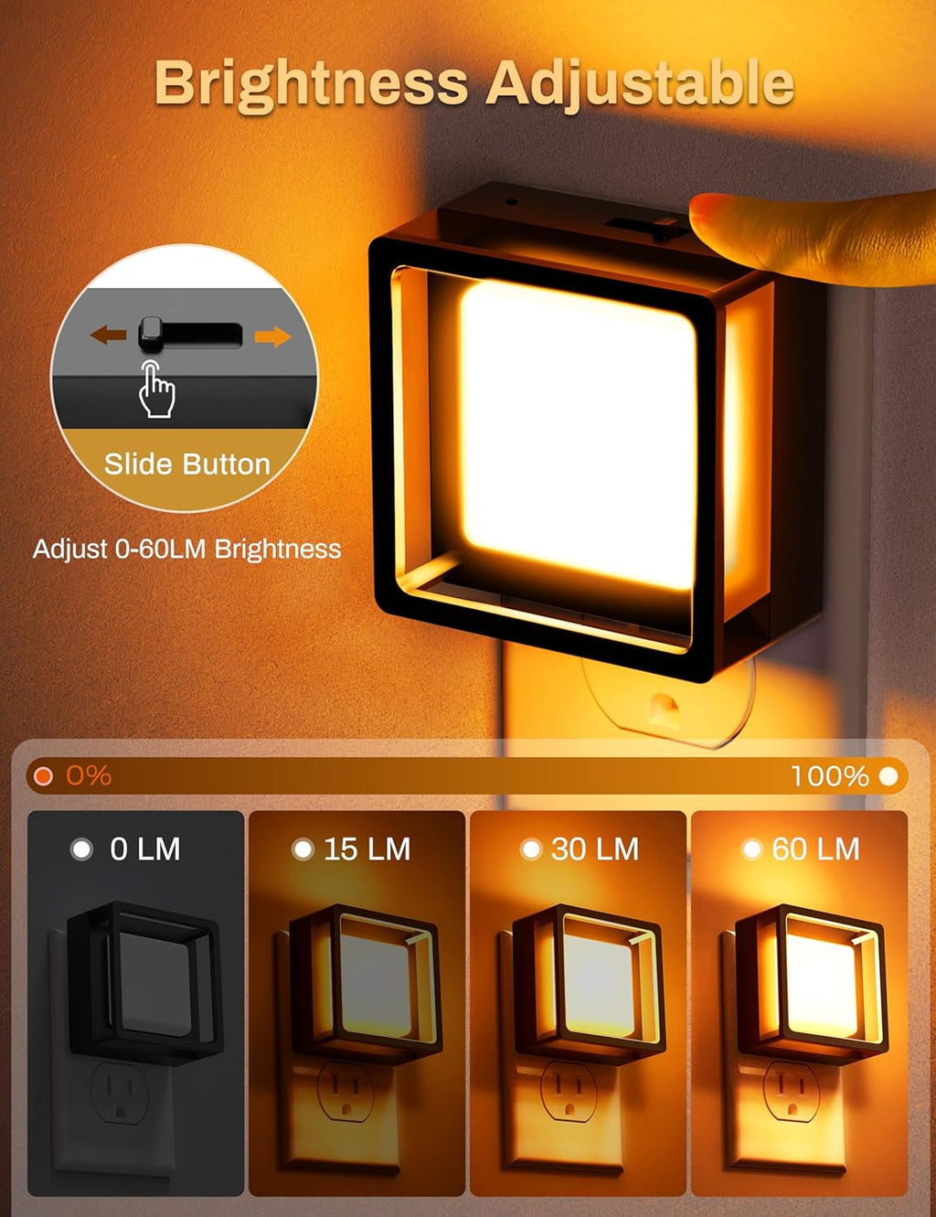 DORESshop Orange Night Light [2 Pack], Night Lights Plug Into Wall, Night Light Dusk to Dawn Sensor, LED NightLight Adjustable…
