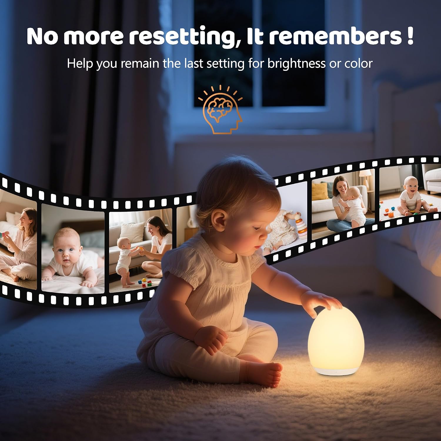 MediAcous Night Light for Kids, Baby Egg Light for Nursery, 7 Colors Changing & Stepless Dimming, Soft Silicone Touch Night Lamp with 1…
