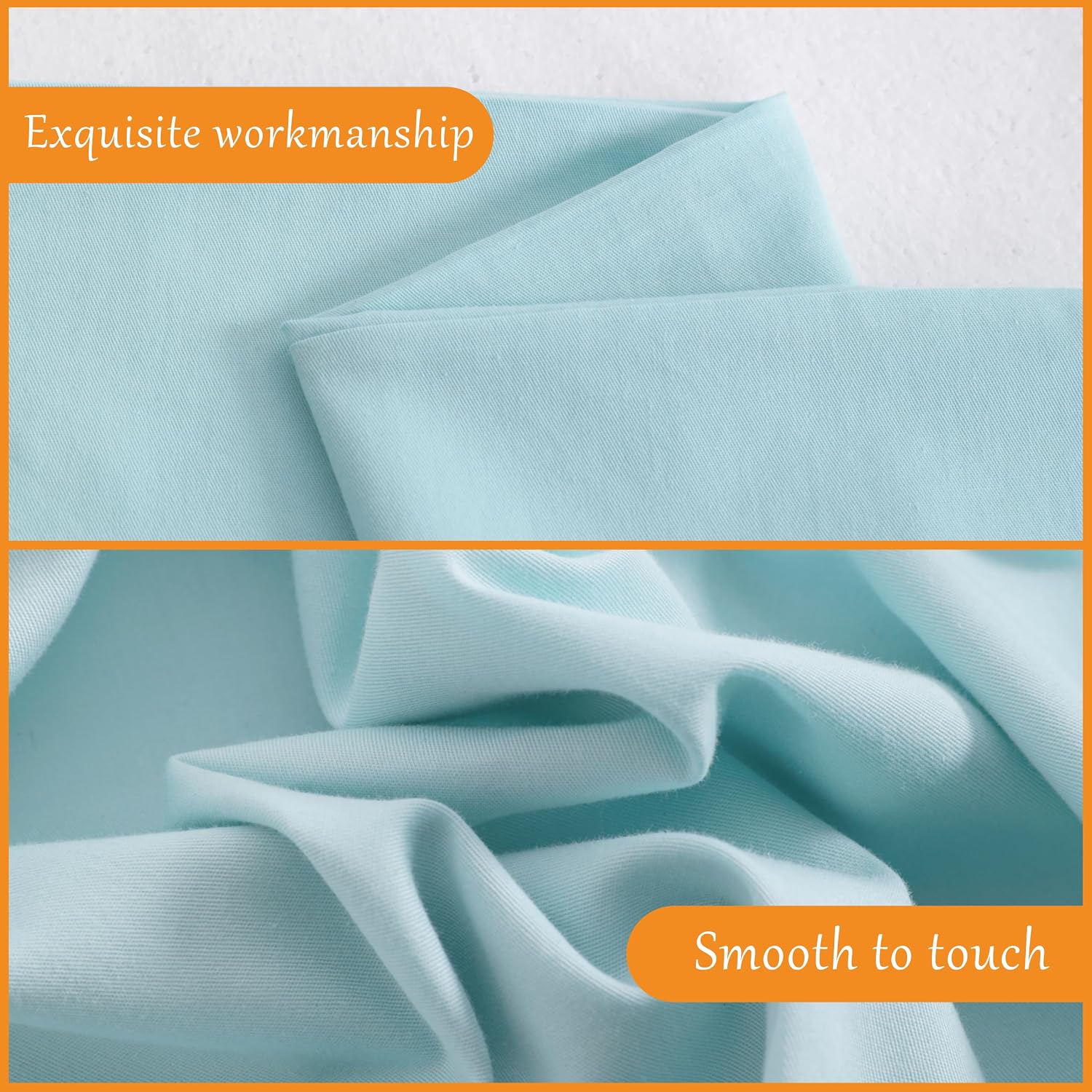 Ntbay Standard Cotton Pillowcases - Envelope Closure 20x26 Pillowcases Set of 2, Breathable and Soft Bed Pillow Cases, Aqua Cotton
