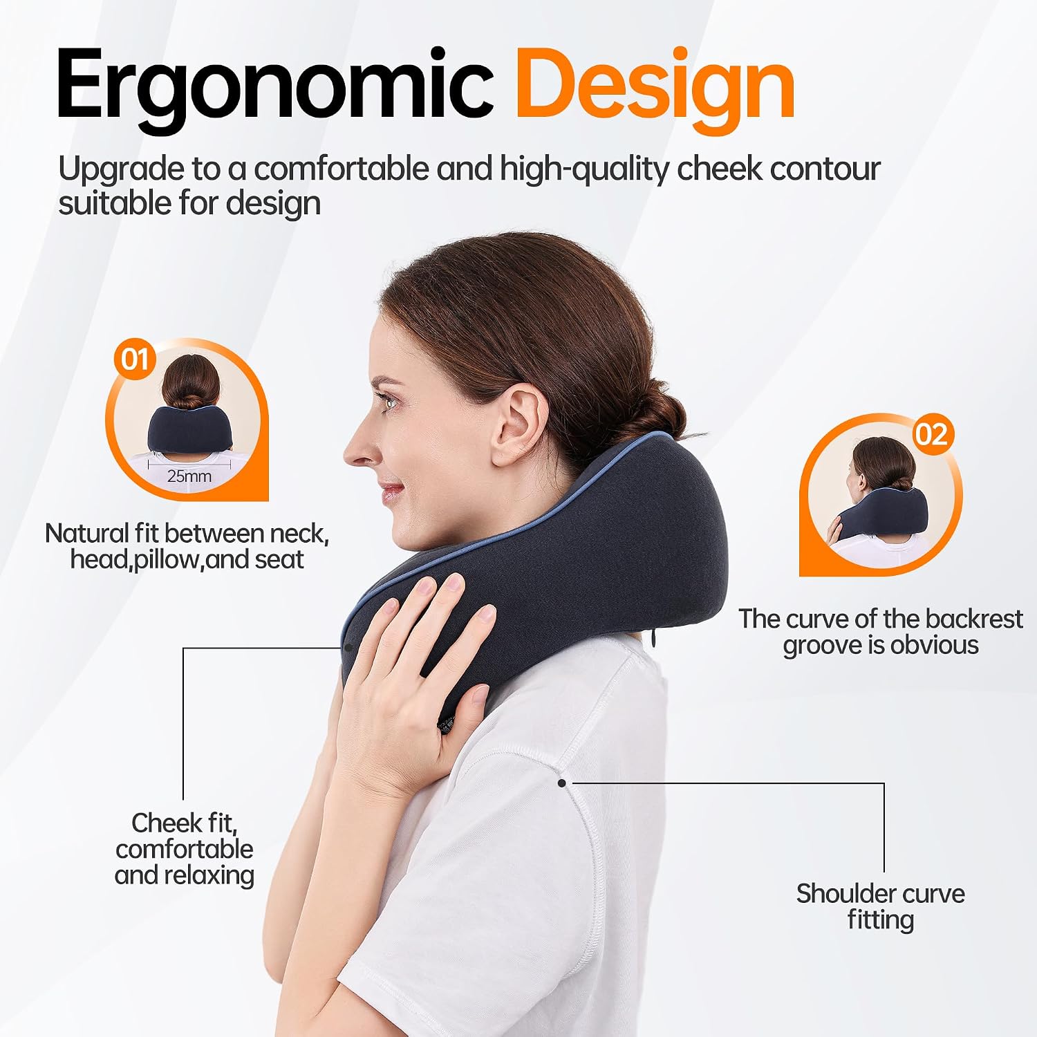 MANXUEKAI Travel Neck Pillow 100% Pure Memory Foam Travel Pillow for Sleeping on Airplane, Car, Train, Bus, Office and Home Use, Washable…