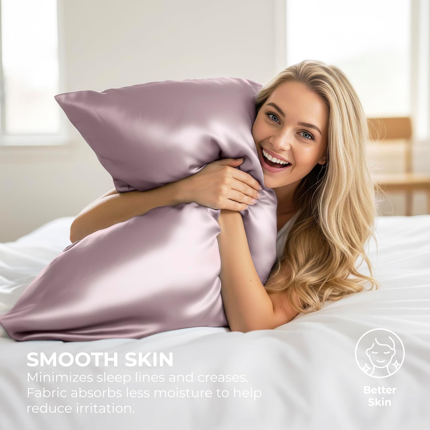 PureBedding Pure Bedding Satin Pillowcase 2 Pack - Queen Size (20"x30", Champagne Pink) - Silky Pillow Cases for Hair and Skin - Satin Pill…