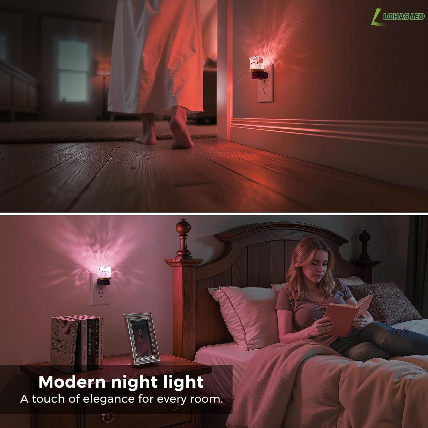 L LOHAS LED Night Light, Night Lights Plug into Wall with 10 Color Change RBG Nightlight Plug in Wall, Built in Dusk to Dawn Sensor for…