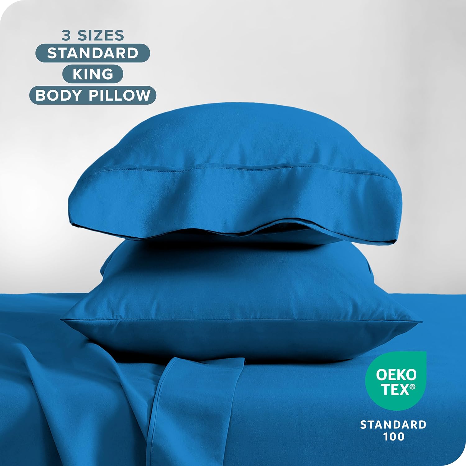 BareHome Bare Home Microfiber Pillow Cases - Standard/Queen Size Set of 2 - Cooling Pillowcases - Double Brushed - Medium Blue Pillowcases…