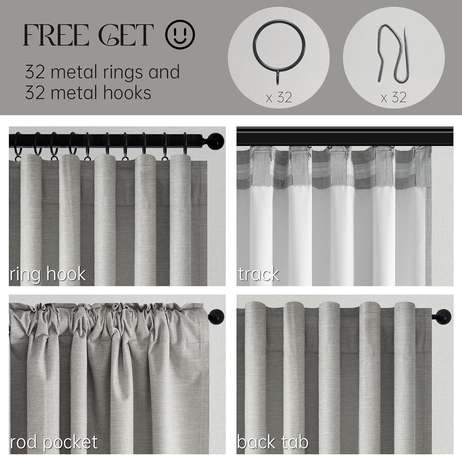 Topfinel 92 Inch Linen 100% Blackout Curtains 2 Panels for Living Room Bedroom Thermal Insulated Total Black Out Linen Drapes with Back Tab…