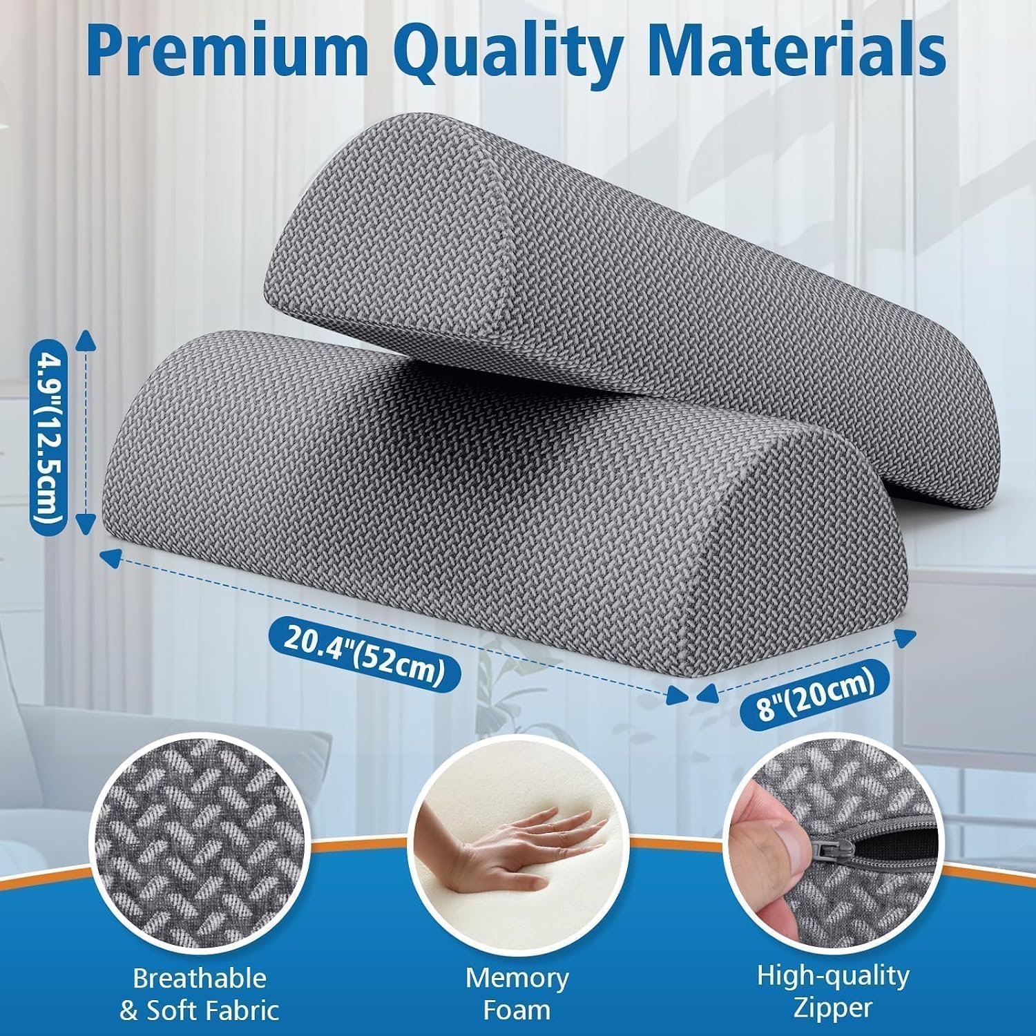 SweetSlubr Knee Pillow for Side Sleepers, Half Moon Memory Foam Bolster Pillow for Legs, Ergonomic Design Wedge Elevation Pillow for…