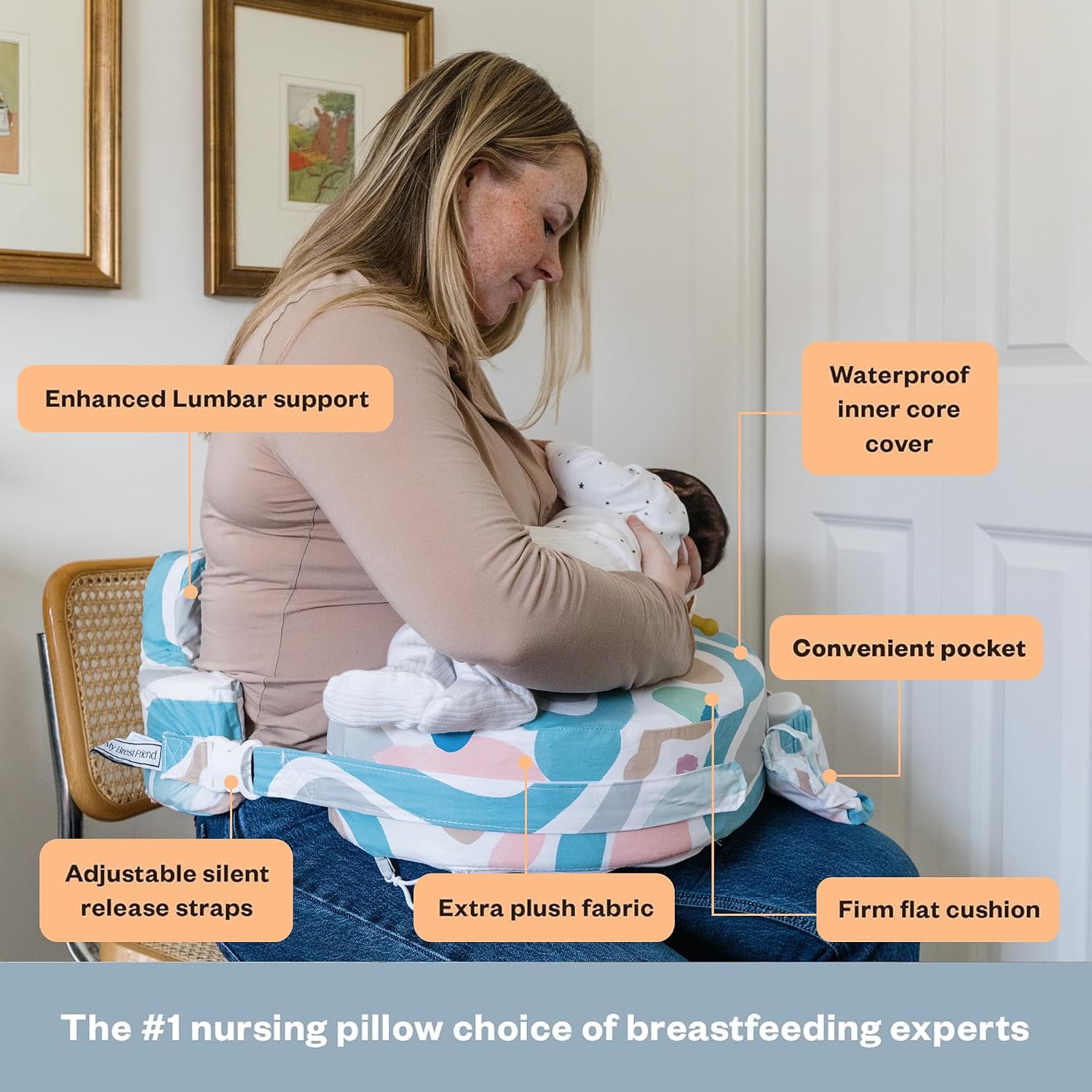 My Brest Friend Organic Cotton Super Deluxe Nursing Pillow - Enhanced Comfort & Ergonomic Breastfeeding Pillow - Ultimate Support For Mom…