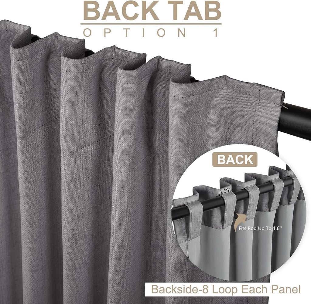 100BlackoutShield 100% Blackout Shield Linen Blackout Curtains for Bedroom 72 Inches Long, Back Tab/Rod Pocket Living Room Drapes, Thermal…