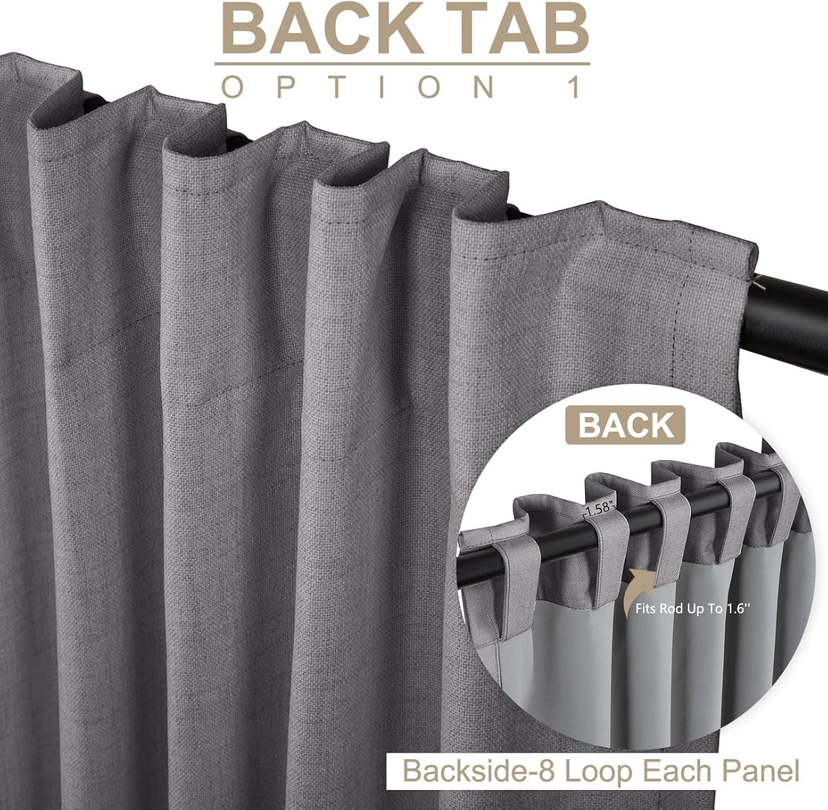 100BlackoutShield 100% Blackout Shield Linen Blackout Curtains for Bedroom 63 Inches Long, Back Tab/Rod Pocket Living Room Drapes, Thermal…