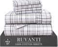 Ruvanti 100% Cotton Percale Sheets California King Size 6 Piece Set, Cooling Bed Sheets for Hot Sleepers, Deep Pocket 14”, Breathable Light…