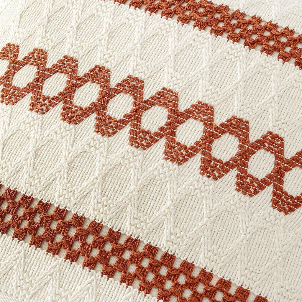 MIULEE Set of 2 Burnt Orange Decorative Pillow Covers 18x18 Inch Farmhouse Rustic Boho Couch Throw Pillows Modern Cotton Cushion Covers…
