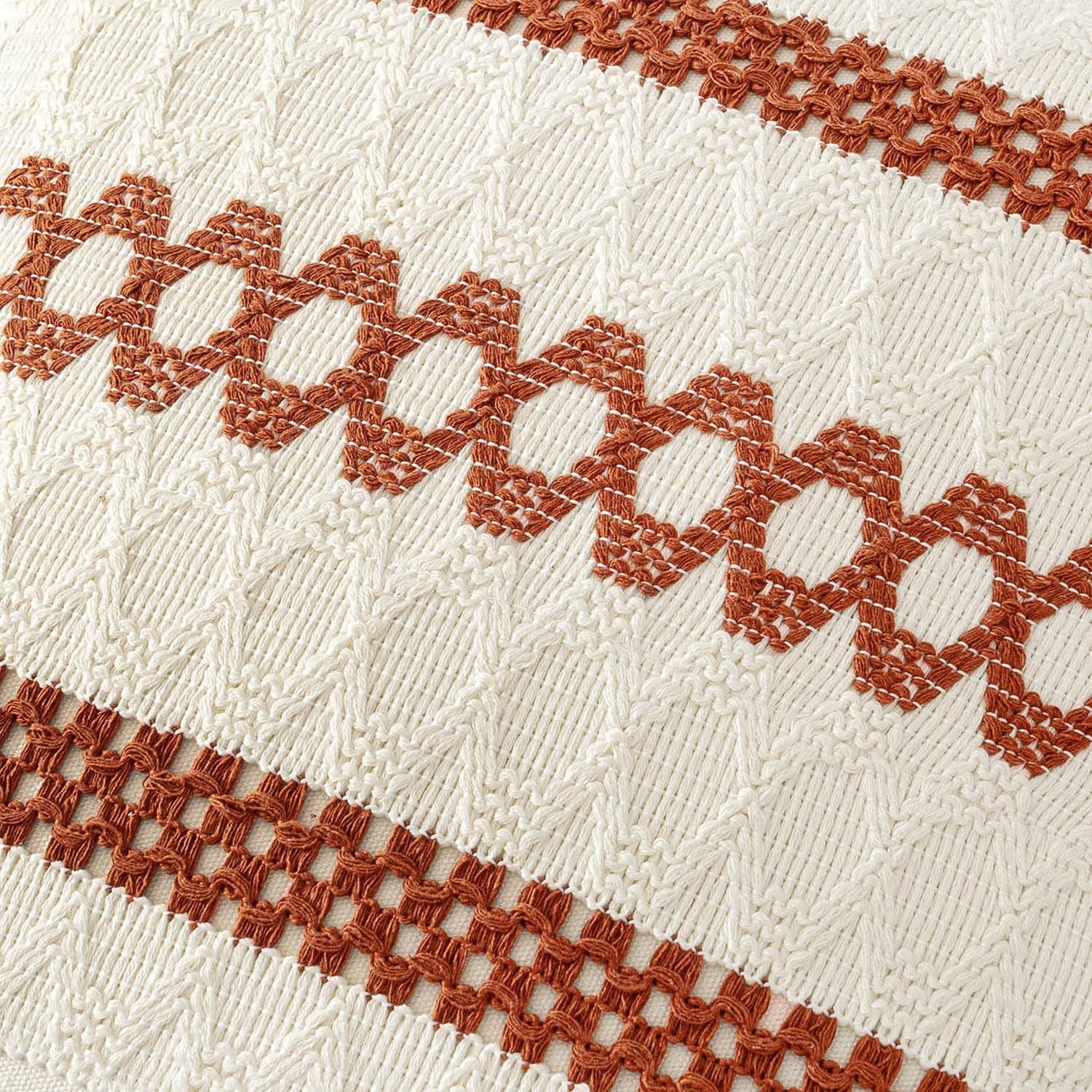 MIULEE Set of 2 Burnt Orange Decorative Pillow Covers 20x20 Inch Farmhouse Rustic Boho Couch Throw Pillows Modern Cotton Cushion Covers…