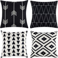 Tosewever Set of 4 Decorative Geometric 16 x 16 Inches Throw Pillow Covers - Modern Pattern Linen Square Pillow Cushion Case for Sofa Couch…