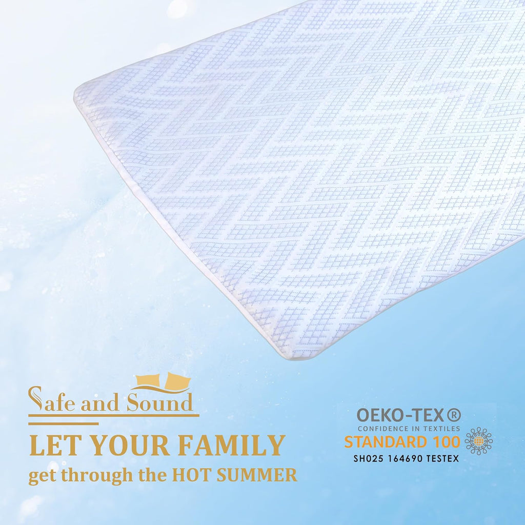 Safe and Sound Cooling Waterproof Pillow Protectors (20×36'') - Breathable Cool Zipped Pillow Cover - PE + Polyester for Summer, Oeko-TEX…
