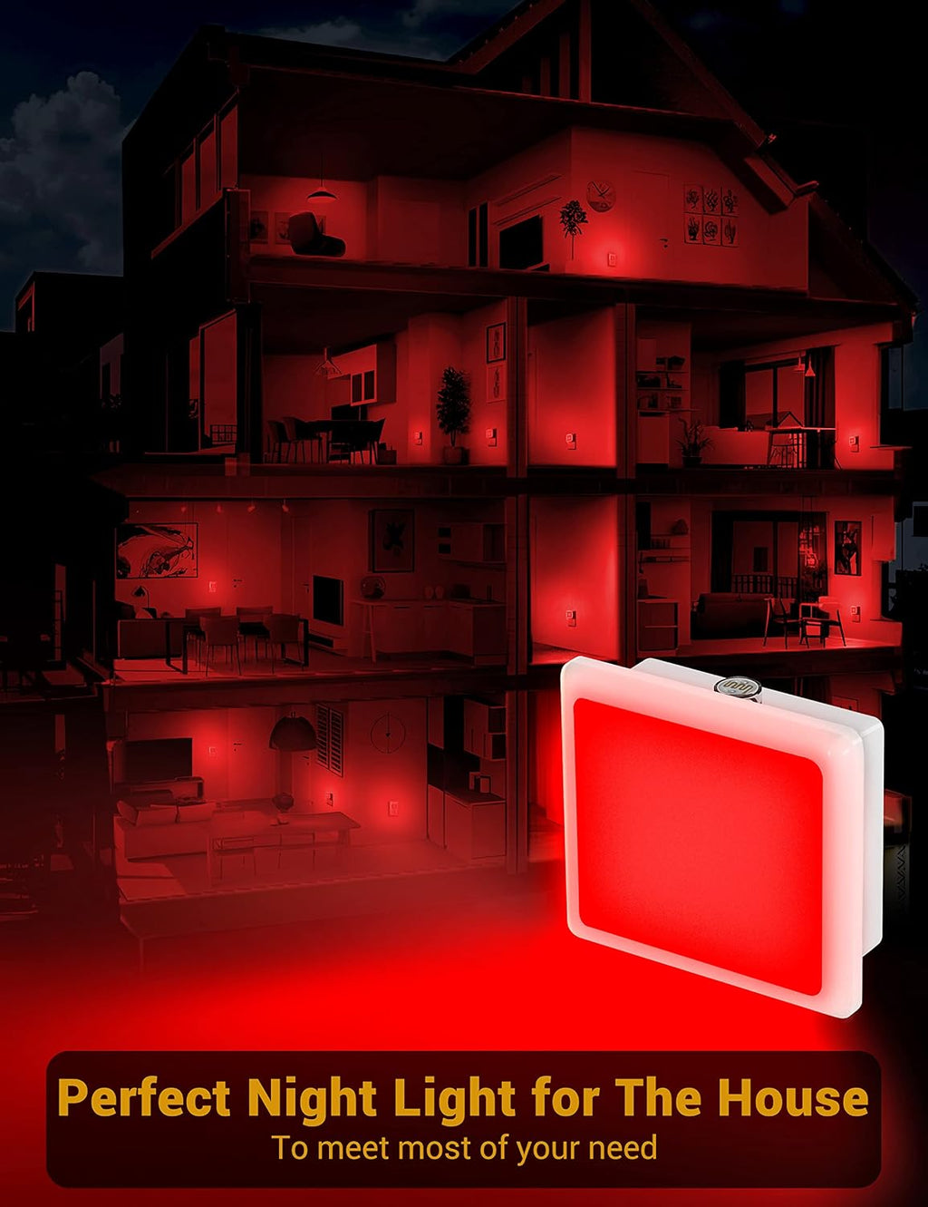 Red Night Light, JandCase Red NightLight[2 Pack],0.3W LED Night Light with Auto Light Sensor, Night Lamp Plug into Wall for…