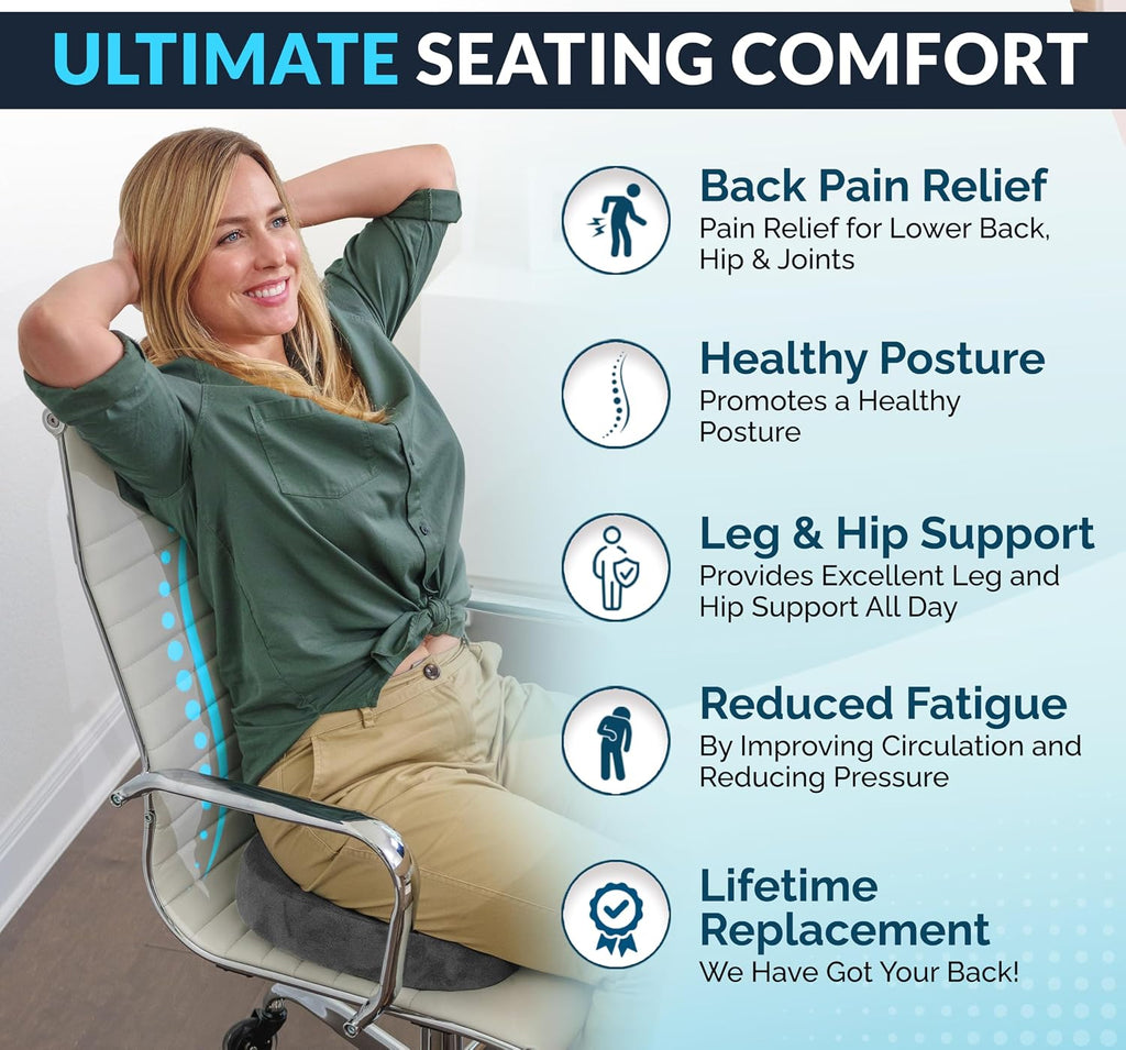 ComfiLife Gel & Memory Foam Seat Cushion – Office Chair Cushion, Car Seat Cushion – Chair Cushions for Back & Sciatica – Seat Cushions for…
