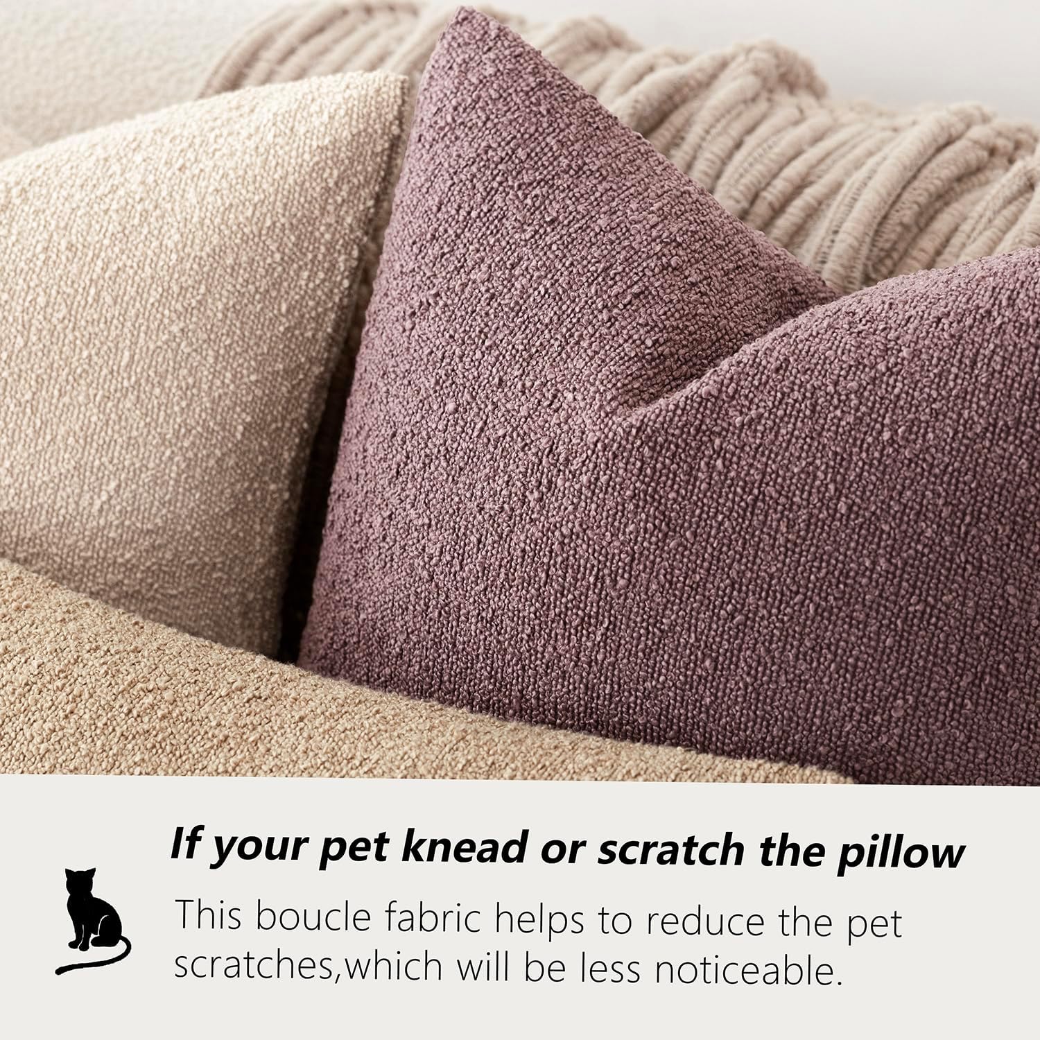 Foindtower Decorative Textured Boucle Throw Pillow Covers Accent Solid Pillow Cases Neutral Soft Cozy Couch Cushion Case for Chair Sofa…
