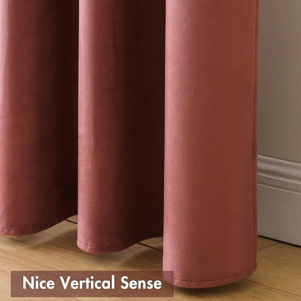 MIULEE Dusty Rose Pink Velvet Curtains 108 Inches Long Thermal Insulated Blackout Curtain Drapes for Bedroom Living Room Darkening Rod…