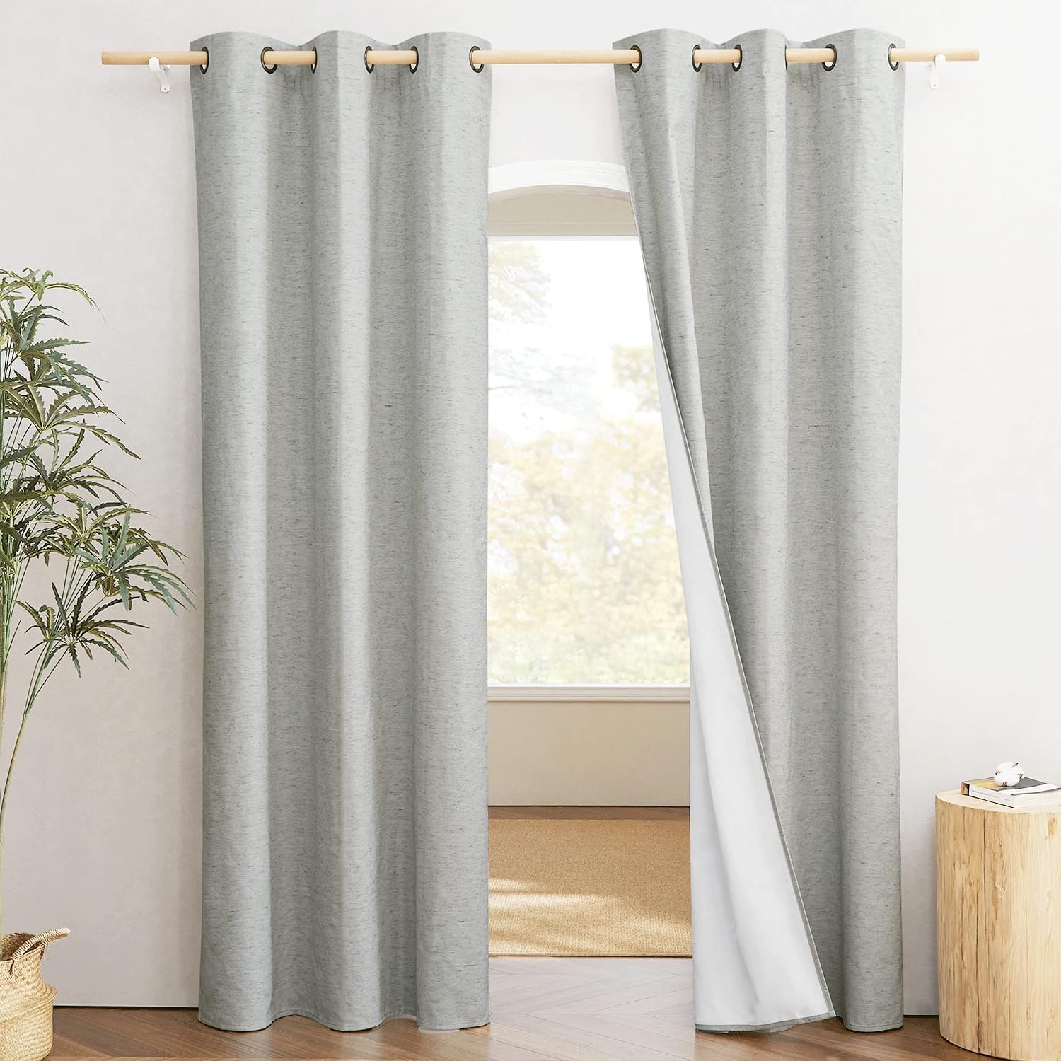 NICETOWN Grey Noise and Lights Block Out Curtains, 2 Panels, 42-inch W by 90-inch L, Thermal Insulated 100% Blackout 2-Layer Lined…