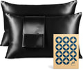 PureBedding Pure Bedding Satin Pillowcase 2 Pack - King Size (20"x40", Black) - Silky Pillow Cases for Hair and Skin - Satin Pillow Covers…
