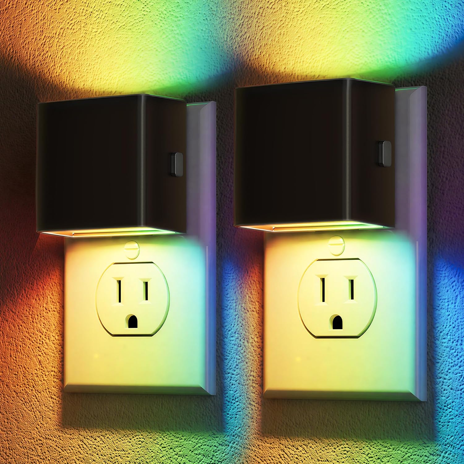 DORESshop LED Night Lights Plug into Wall [2 Pack], Plug in Nightlight, RGB Color-Changing Night Light, Dusk to Dawn Sensor, Nightlights…