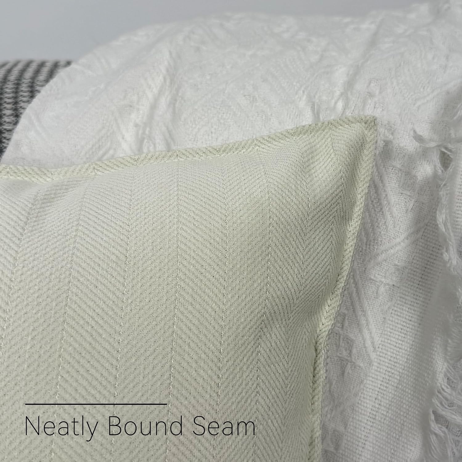 Zglaak Set of 2 Chenille Decorative Square Throw Pillow Covers with Classy Design, Durable, Room Decor,18 * 18inch (Cream White) 18inch White