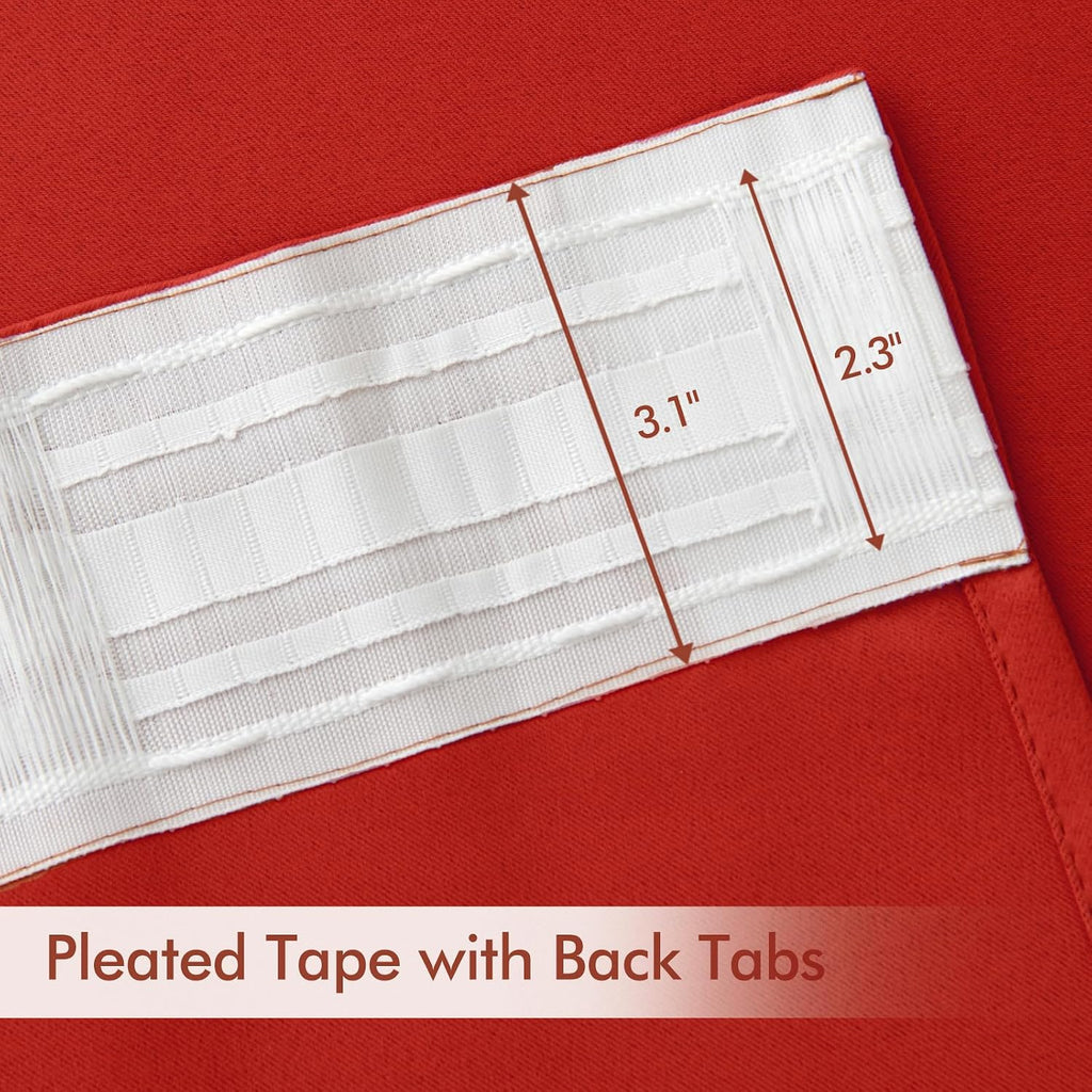 Miulee Christmas Red Back Tab Blackout Curtains 108 Inch Long 2 Panels Set for Living Room Bedroom, Rod Pocket/Pinch Pleat Extra Long Therm…