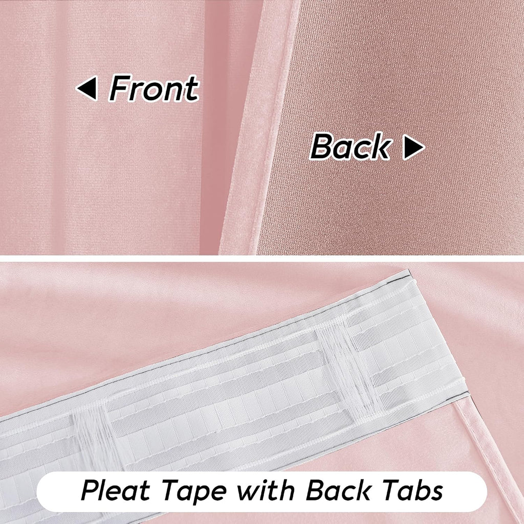 Rybhome RYB HOME Pink Velvet Curtains 84 inches, Back Tab Soft Fabric Room Darkening Thermal Insulated Luxurious Home Decor Curtains for Li…