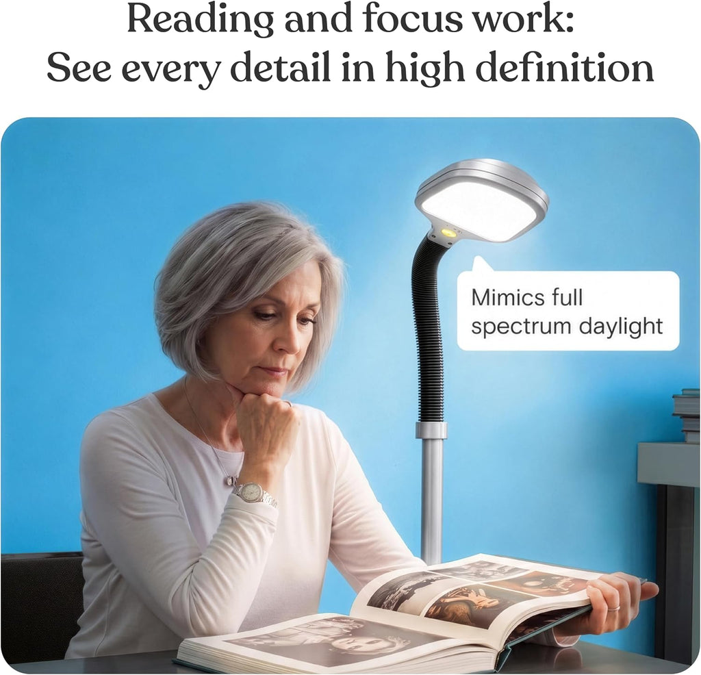 Brightech Litespan Titanium Silver LED Floor Reading Lamp, Energy Efficient, Adjustable Standing, 850-950 Lumens, 12W, 3-Year Warranty Silv…