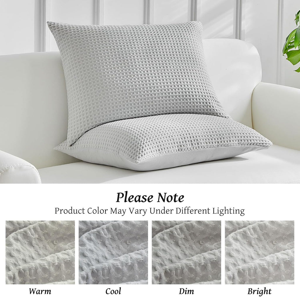 Warmdern Waffle Weave Pillowcases Standard Size 2 Pack Pillow Cases Soft Microfiber Pillow Case Covers Set of 2 Boho Woven Textured Pillowc…