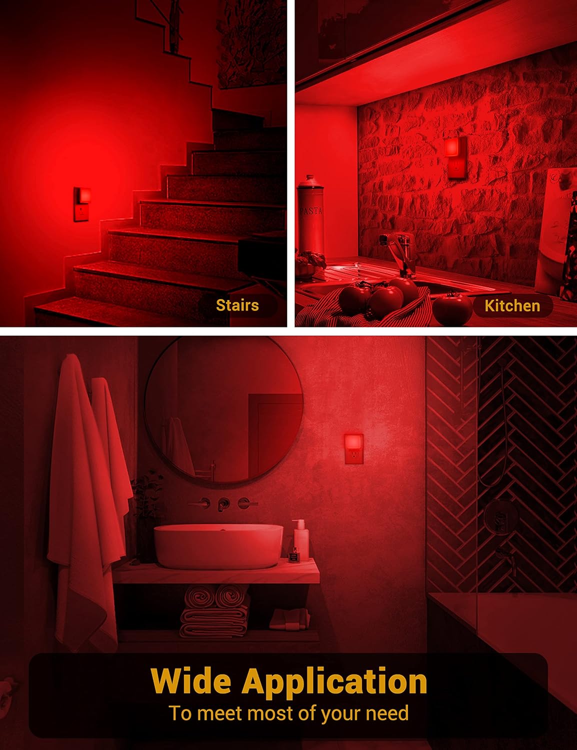 Red Night Light, JandCase Red NightLight[2 Pack],0.3W LED Night Light with Auto Light Sensor, Night Lamp Plug into Wall for…