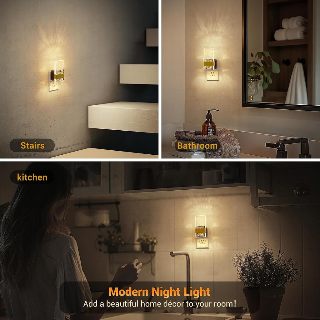 JandCase Night Lights Plug into Wall, Dusk to Dawn Sensor, 3000K Soft White LED, Acrylic Bubble Design, 0-100lm Adjustable Brightness…