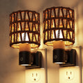 L LOHAS LED Night Lights Plug into Wall, 2 Pack Cylindrical Ironwork Boho Lampshade Decor Night Light, 350° Rotatable Dusk to Dawn Sensor…