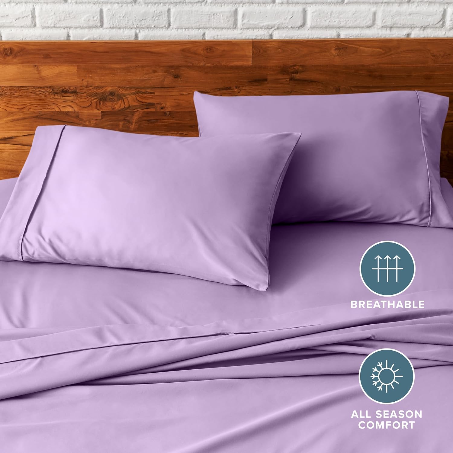 BareHome Bare Home Microfiber Pillow Cases - King Size Set of 2 - Cooling Pillowcases - Double Brushed - Lavender Pillowcases 2 Pack - Easy…