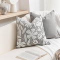 BlissBlush Gray Floral Pillow Cover 20x20 Inch, Velvet Square Throw Pillow Cover Soft Decorative Farmhouse Accent Couch Pillow Cover for…