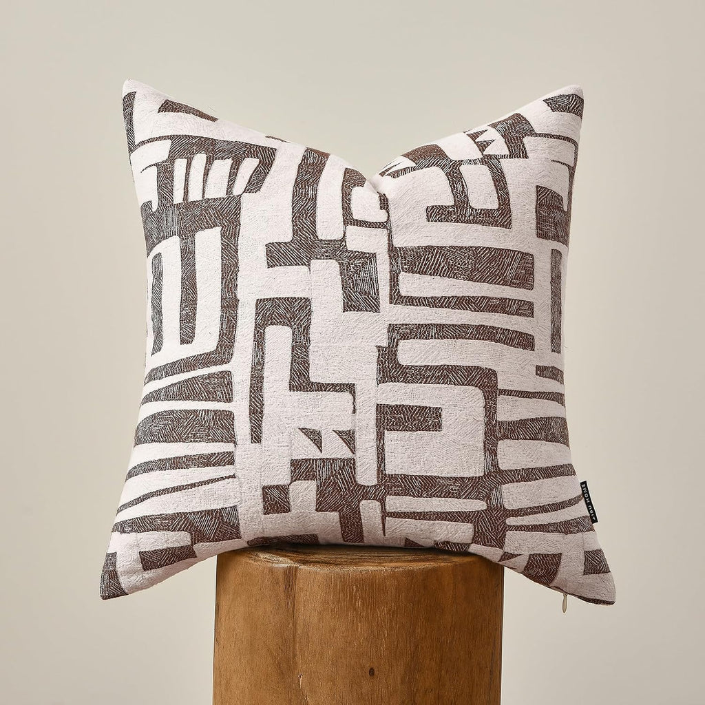 Throw Pillow Cushion Cover 18x18 Inch, Double-Sided Modern Geometric High-Density Jacquard Polyester Pillow Covers for Sofa, Bed, Rattan…