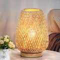 Brightever Rattan Table Lamp, Stepless Dimmable Small Beside Lamp, Vintage Wicker Wooden Nightstand Boho Bamboo Woven End Table Lamps for B…