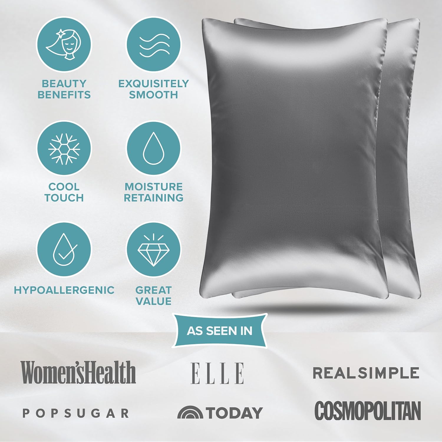 BareHome Bare Home 100% Mulberry Silk Pillowcase for Hair and Skin - Ultra 6A Grade 19 Momme Silk Pillow Case - Hidden Zipper - Breathable…