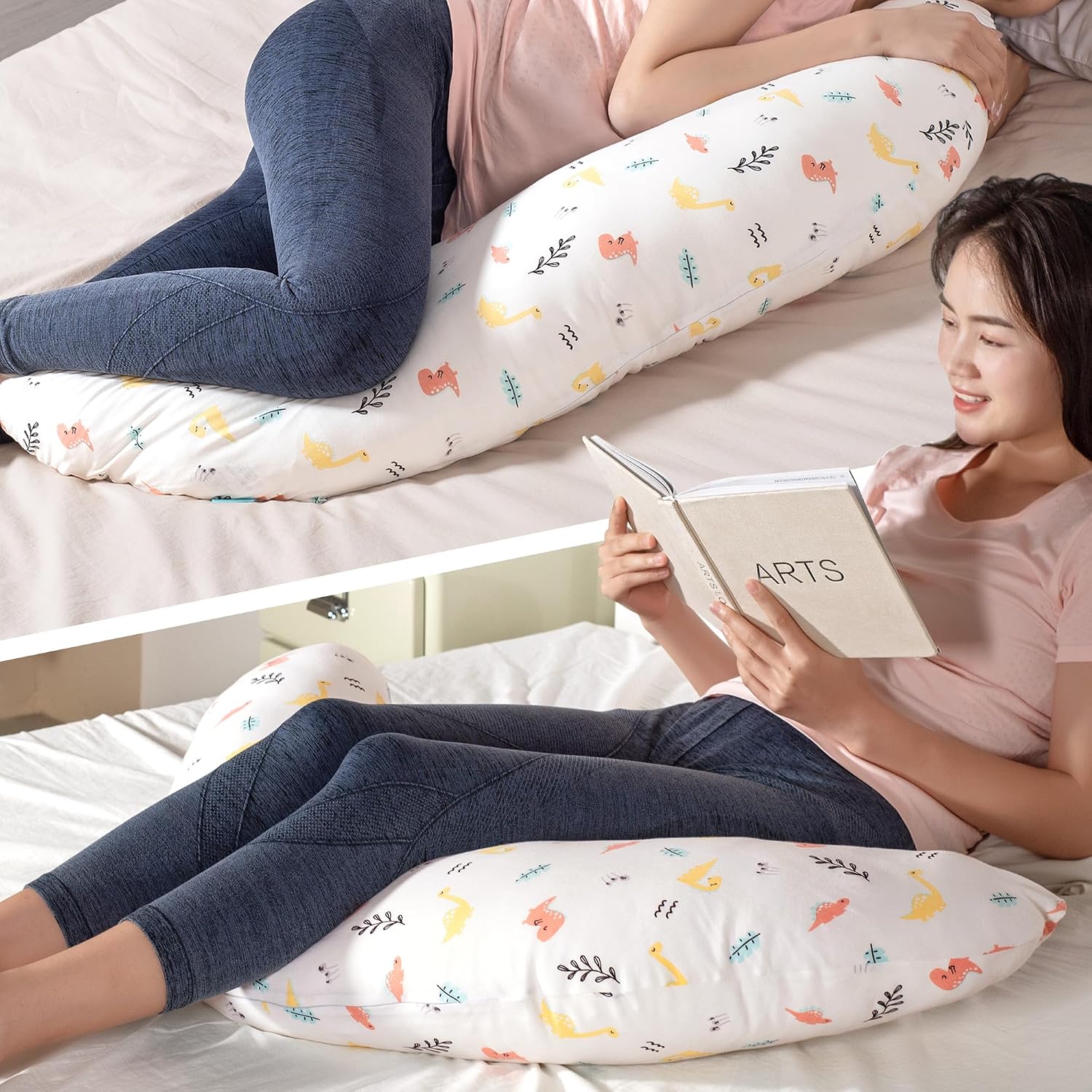 BYRIVER C Shaped Pregnancy Pillow with Cover, Knee Pillow for Side Sleeper Knees Legs HIPS Pain, Leg Pillow Elevation for Lower Back…