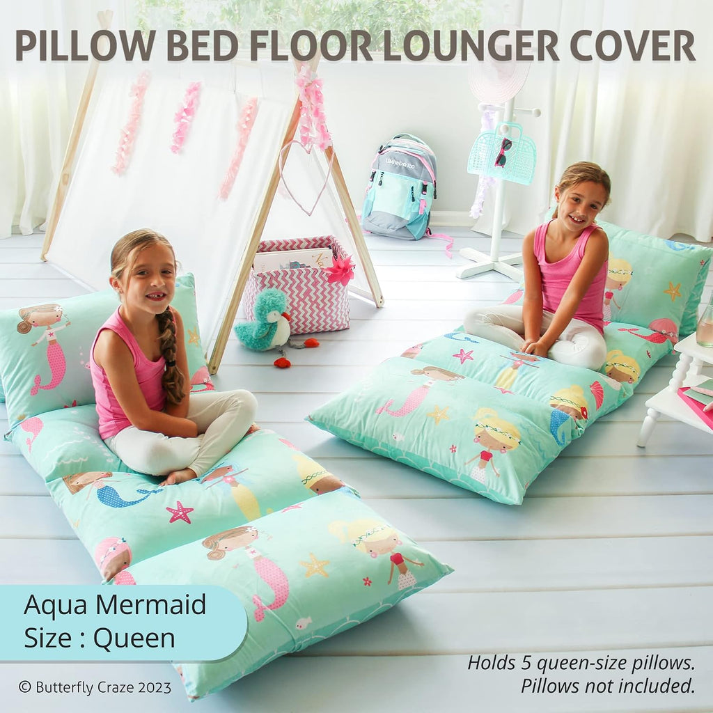 Butterfly Craze Floor Pillow Case - Cozy Reading Chair & Lounger - Versatile Seat & Floor Bed - Portable Cushion & Sleeping Pad - Queen…