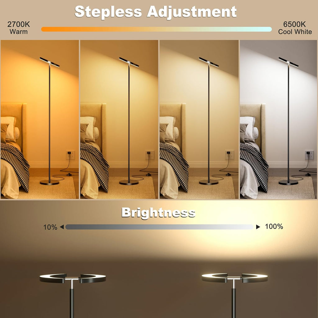 mukuxin Floor Lamp, 32W 2200lm LED Floor Lamp, Dimmable Floor Reading Light with 2 Rotatable Lights, Foot Pedal & Remote Control…