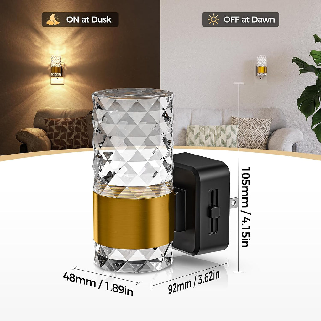 DORESshop LED Night Lights Plug into Wall, Acrylic Night Light with Dusk to Dawn Sensor 0-100 LM Adjustable Brightness, 3000K Plug in…