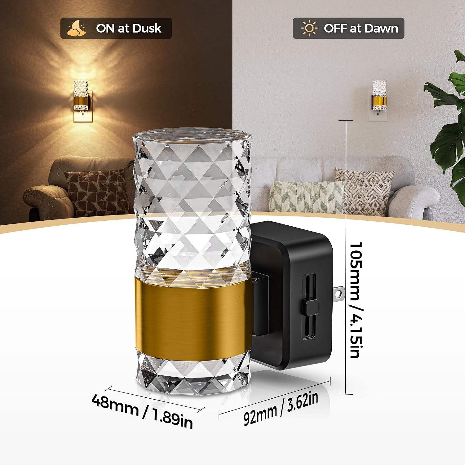 DORESshop LED Night Lights Plug into Wall, Acrylic Night Light with Dusk to Dawn Sensor 0-100 LM Adjustable Brightness, 3000K Plug in…