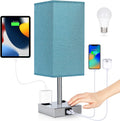 Bedside Lamp with USB Ports - Touch Control Table Lamp for Bedroom with USB C+A Charging Ports & AC Outlets, 3 Way Dimmable Nightstand…
