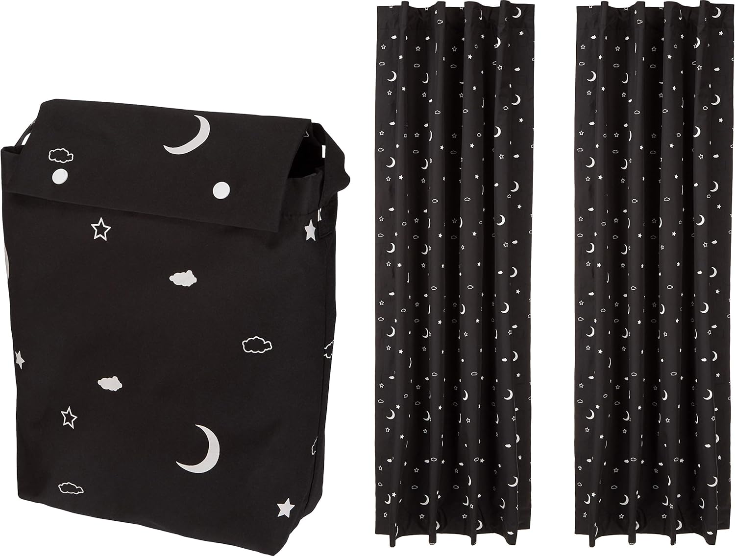 Amazon Basics Portable Blackout Curtain Shade with Suction Cups for Window, Noise Reducing, Energy Saving, 50"W x 78"L, Moon and Stars…