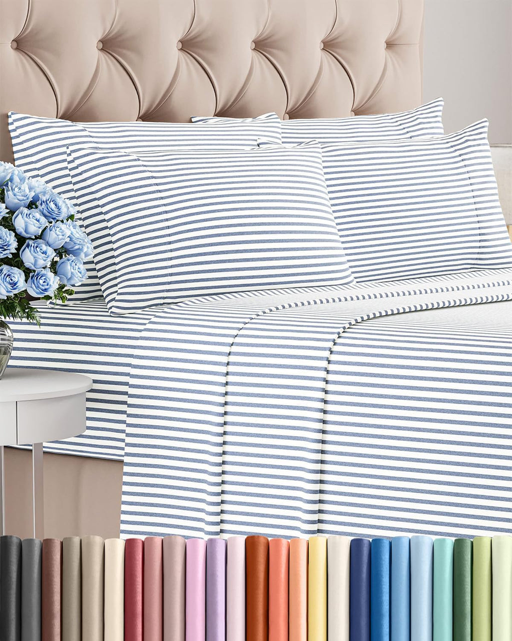 Full 6 Piece Sheet Set - Comfy, Breathable & Cooling - Soft Hotel Luxury Bedding for Women, Men, Kids, Teens and Children - 1 Flat & 1…