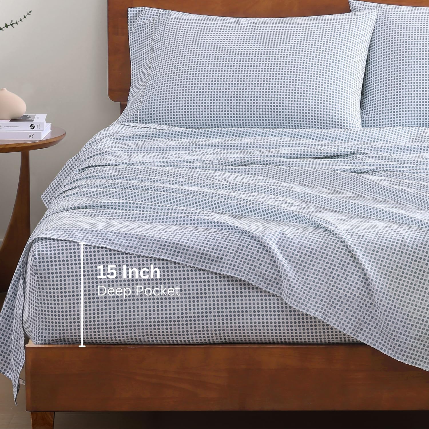 LaneLinen LANE LINEN 100% Organic Cotton Printed King Size Bedding Sheets & Pillowcases Set -Soft & Comfy Breathable Percale Sheet Seasons,…