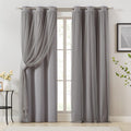 Bujasso Grey 90% Blackout Curtains with Sheer Overlay Mix and Match Double Layer Window Curtains Thermal Insulated 72 inch for Living Room…